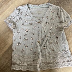 JUSTICE Blue Floral Shirt